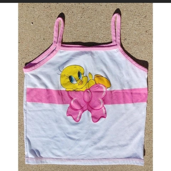 Vintage 90s Tweety Bird Looney Tunes Camisole Tank Top Med Y2K - Picture 5 of 6